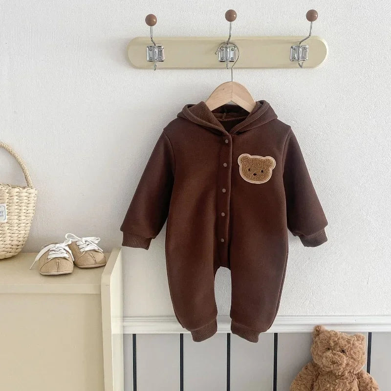 Plush Bear Hooded Playsuit