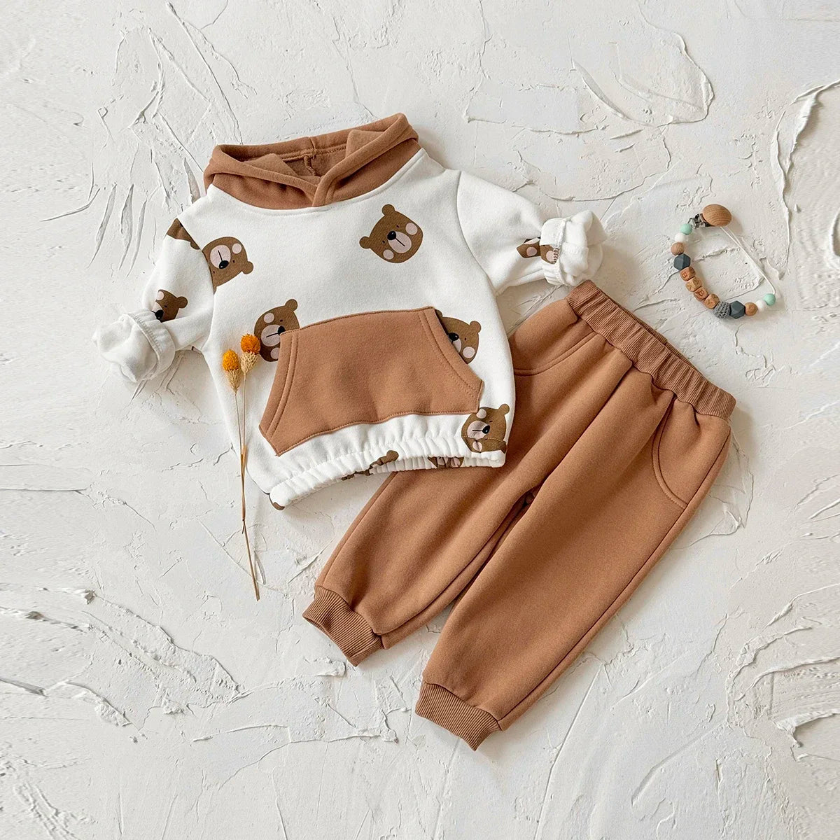 Bear Print 2-Piece Jogger Set