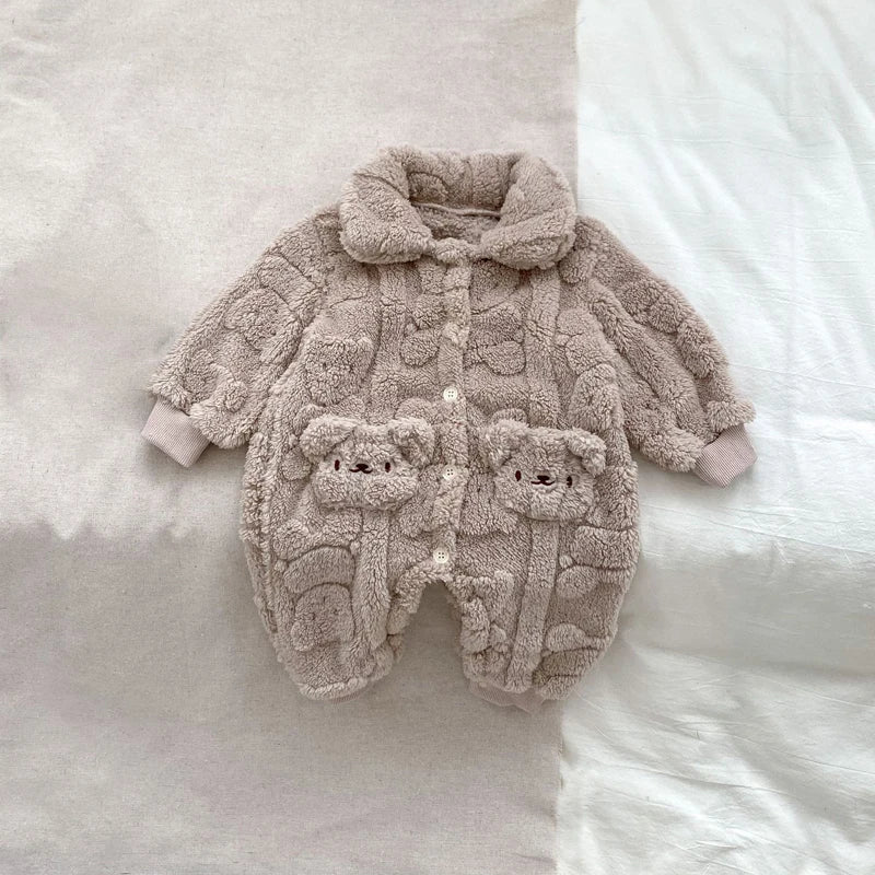 Thick Fur Bear Lining Fluffy Romper