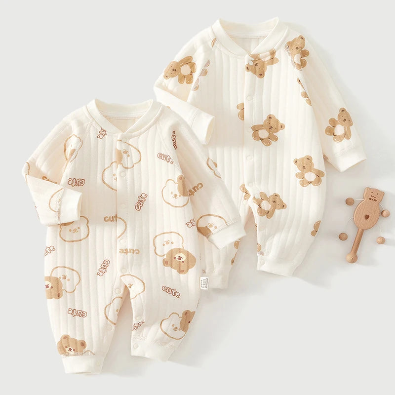 Thickened Bear Print Romper