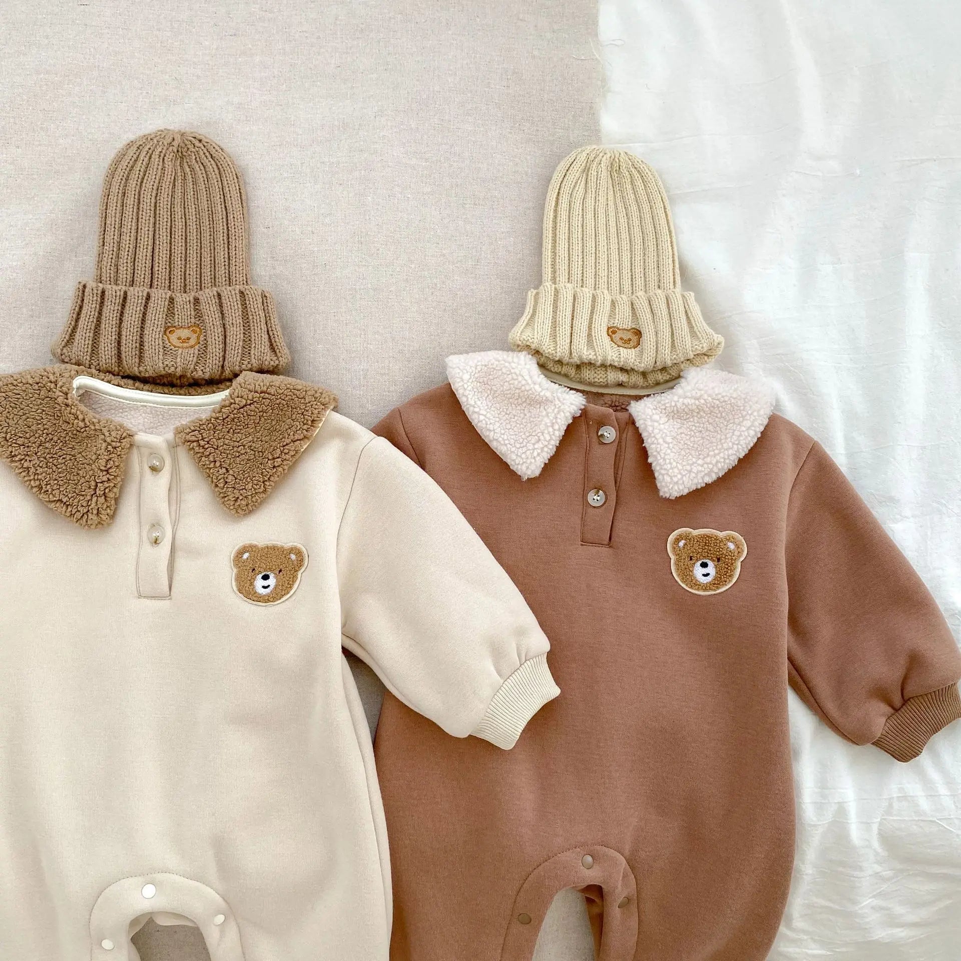 Winter Fur Bear Hooded Pramsuit