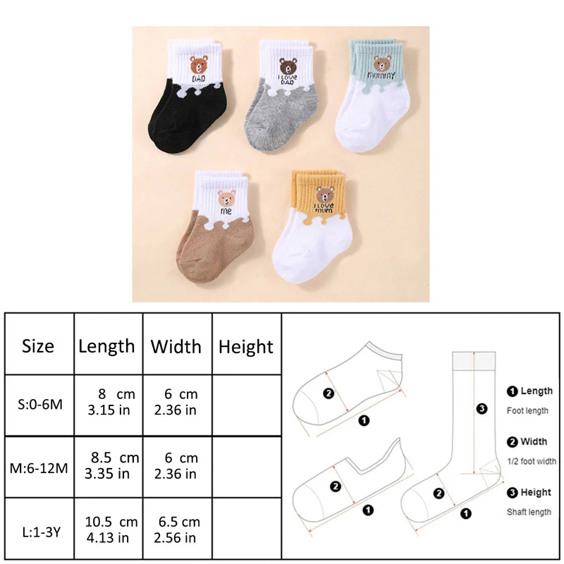 5 Pairs Low Cut Baby Socks