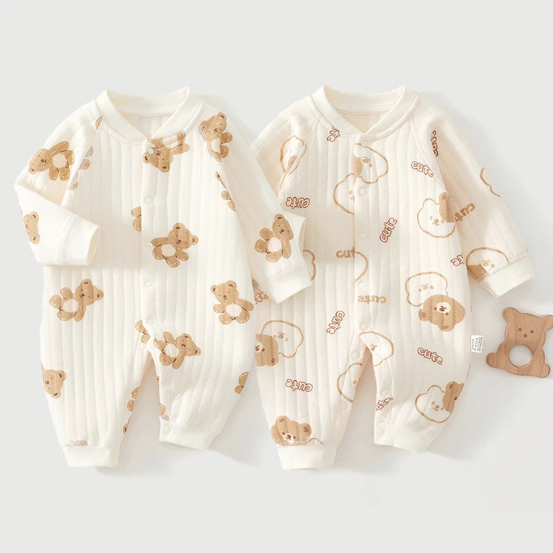Thickened Bear Print Romper
