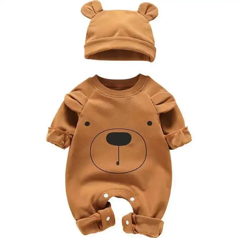 Bear Patch Romper with Hat