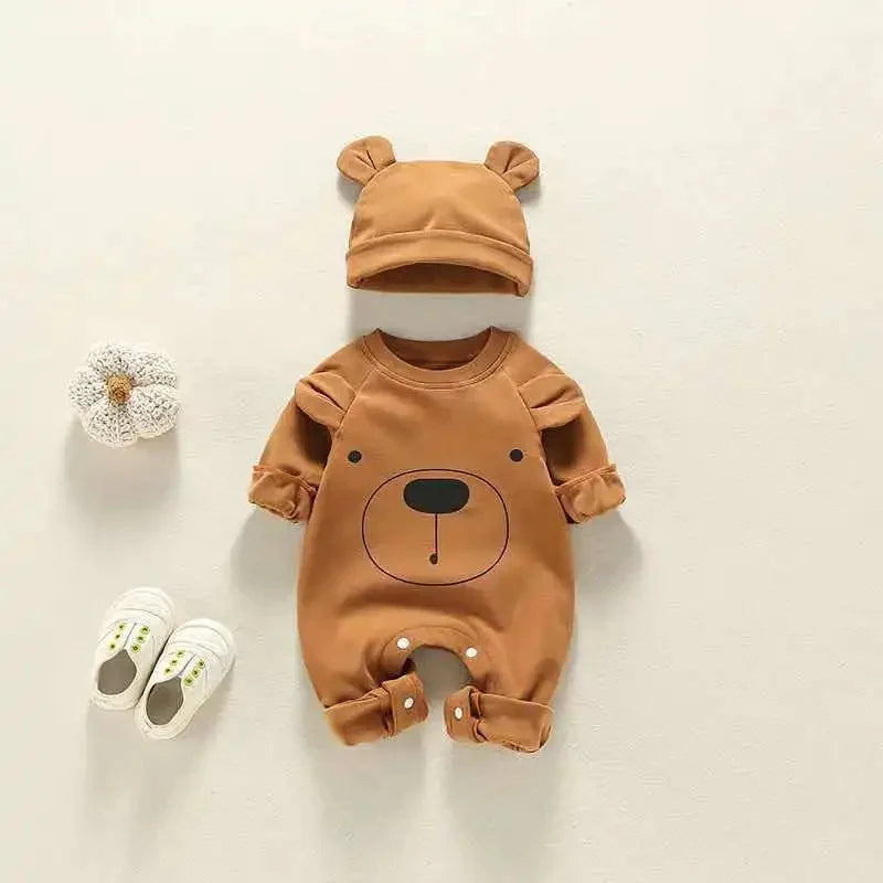 Bear Patch Romper with Hat