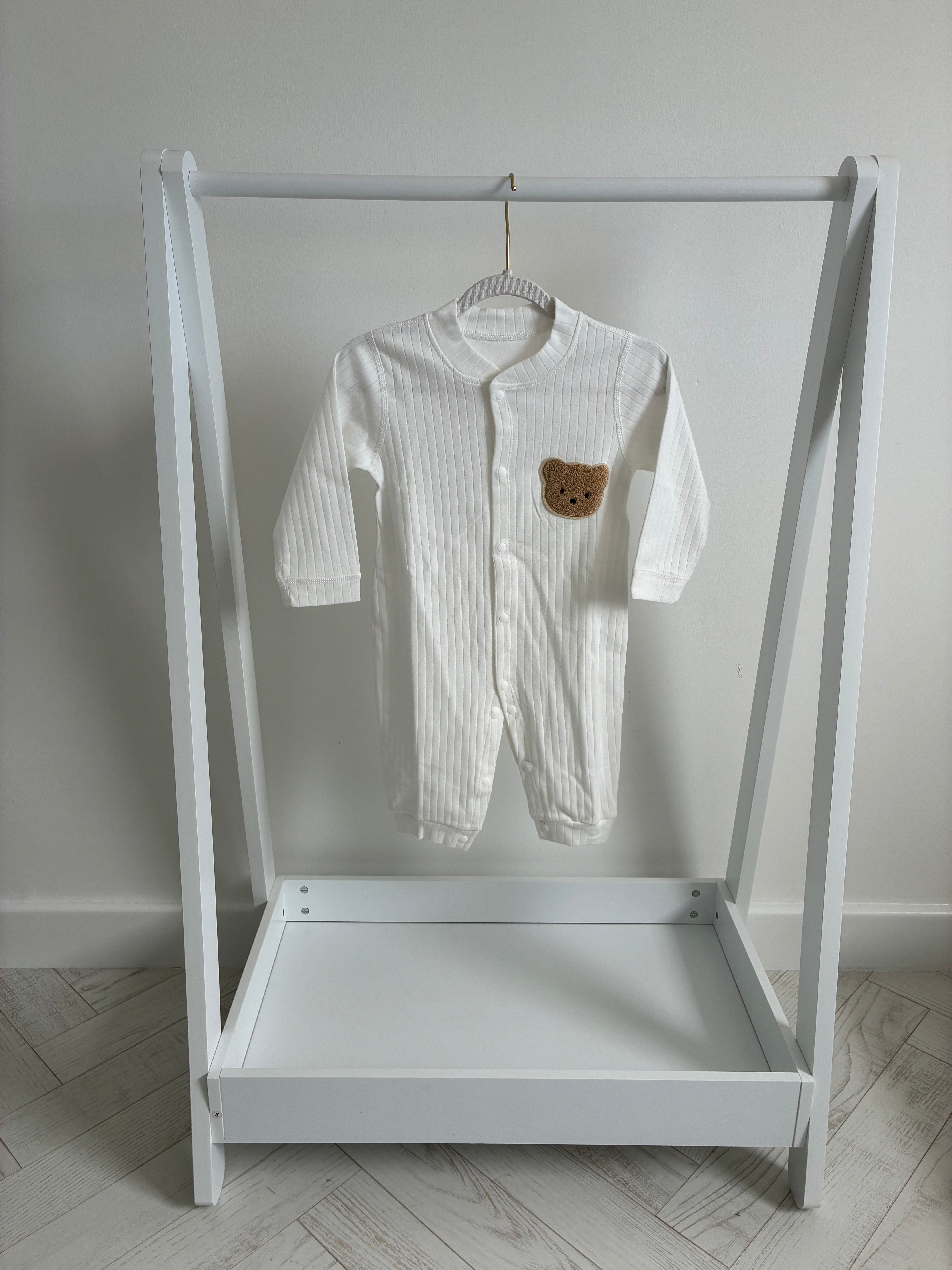 Solid Ribbed Bear Romper