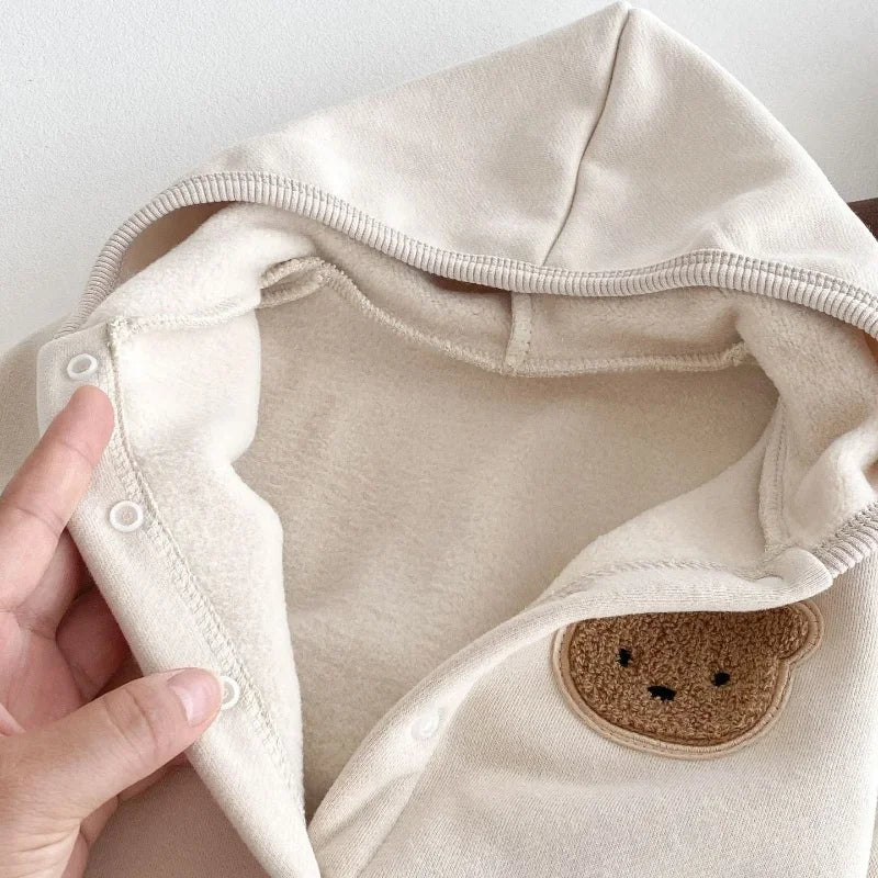 Plush Bear Hooded Playsuit