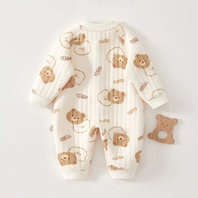 Thickened Bear Print Romper