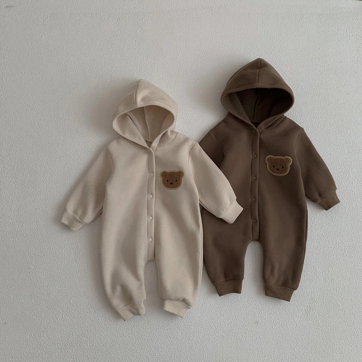 Plush Bear Hooded Playsuit