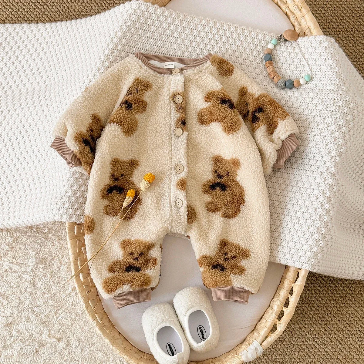 Teddy Bear Fleece Romper