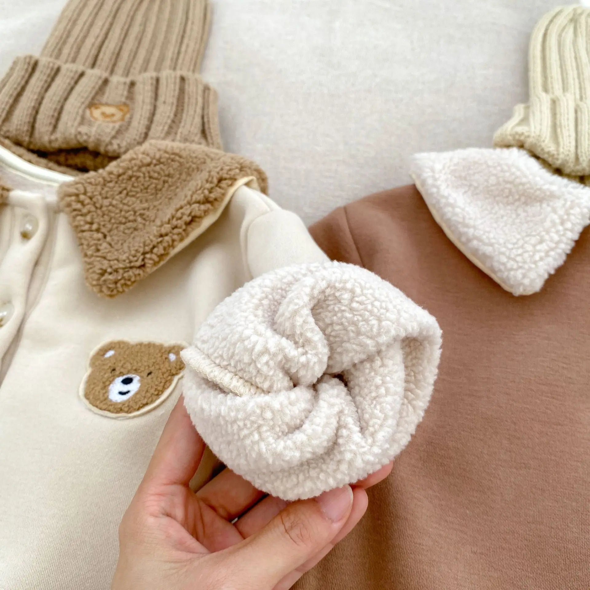 Winter Fur Bear Hooded Pramsuit