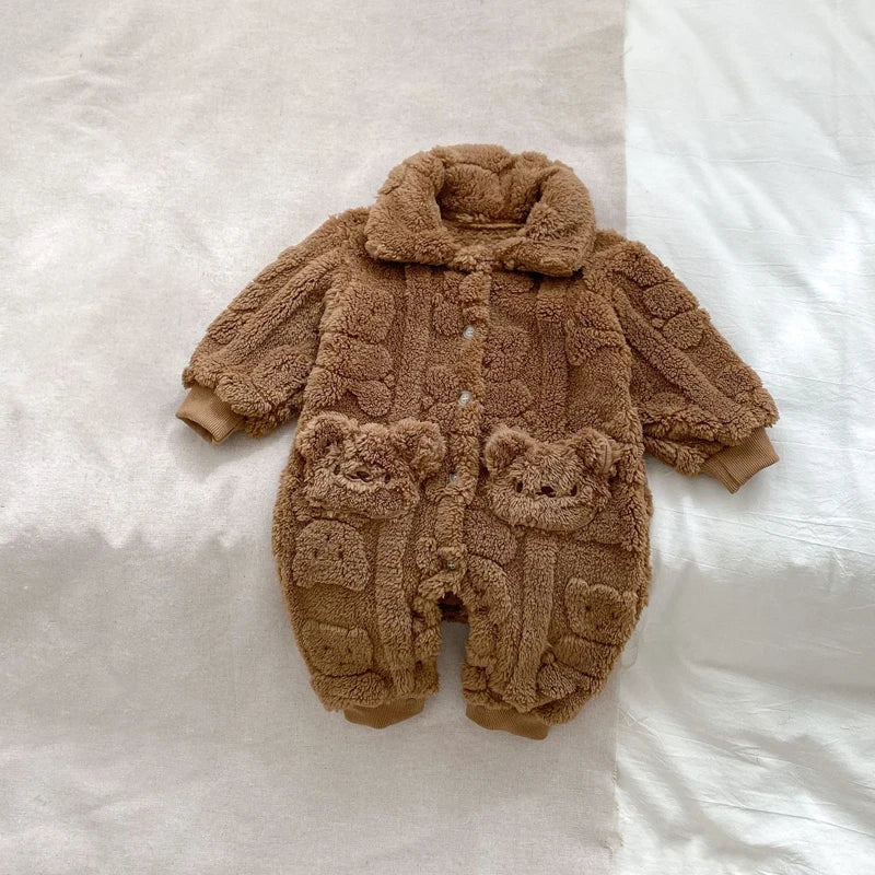 Thick Fur Bear Lining Fluffy Romper