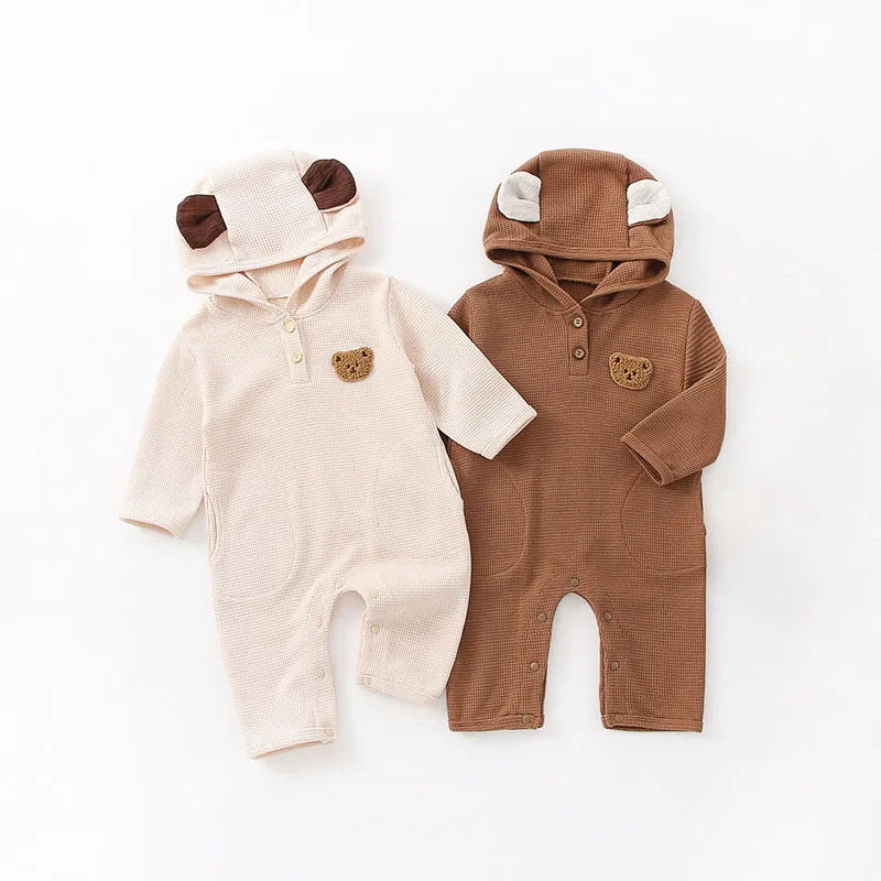 Bear Knitted Waffle Playsuit