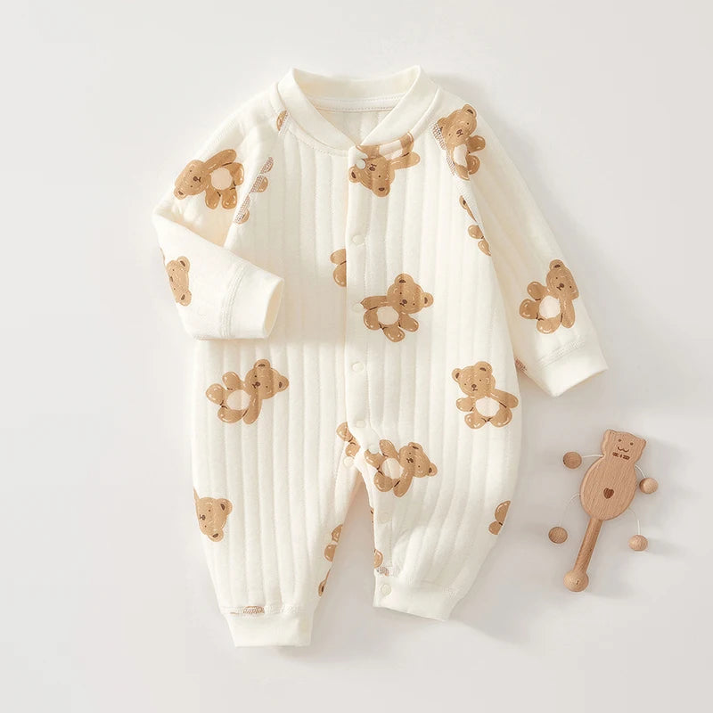 Thickened Bear Print Romper